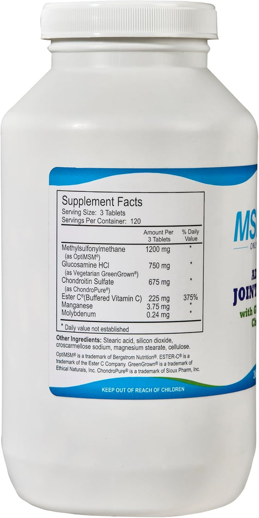 Kala Health Msmpure Advanced Joint Support Tablets – Glucosamine, Chondroitin, Optimsm, Ester-C & Manganese For Joint Health, Flexibility & Mobility – Vegetarian-Sourced Glucosamine, 360 Count