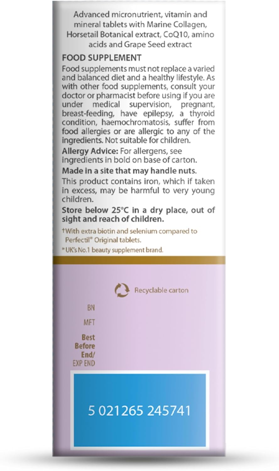 Perfectil Vitabiotics Multivitamin | Hair Growth And Thickening Formula | Supports Thicker, Healthy Hair | Vitamin D, E, Collagen, Biotin, And More : Health & Household