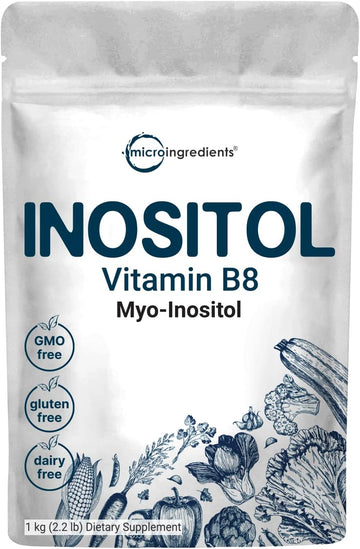 Pure Inositol Powder, Myo-Inositol B8 Powder, 1KG (2.2 Pounds), Strongly Supports Liver Health & Antioxidant, Super Inositol for Hair and Inositol for Sleep, Non-GMO and Vegan Friendly
