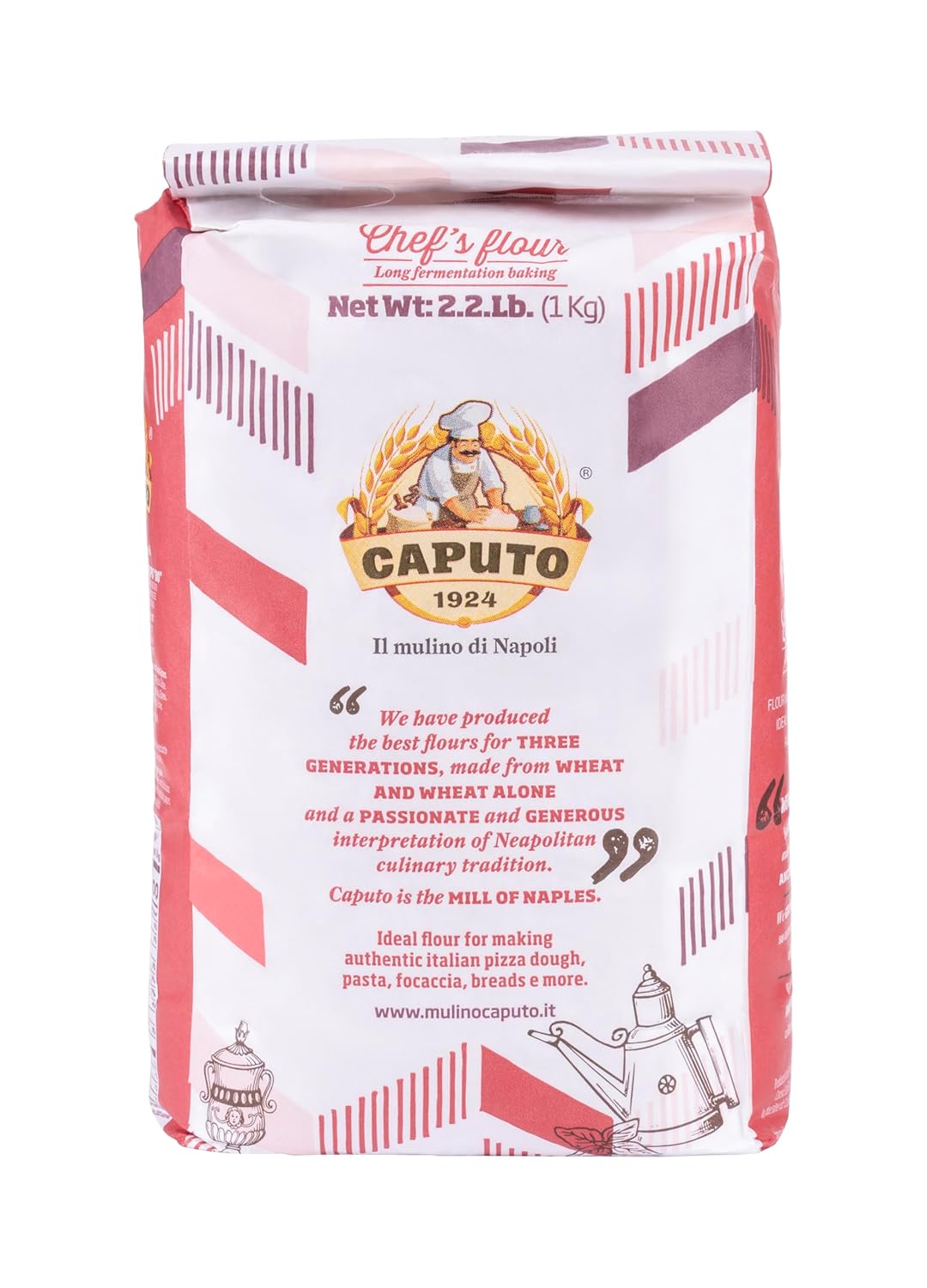 Antimo Caputo Chefs Flour 2.2 Lb (Pack Of 2) - Italian Double Zero 00 - Soft Wheat For Pizza Dough, Bread, & Pasta