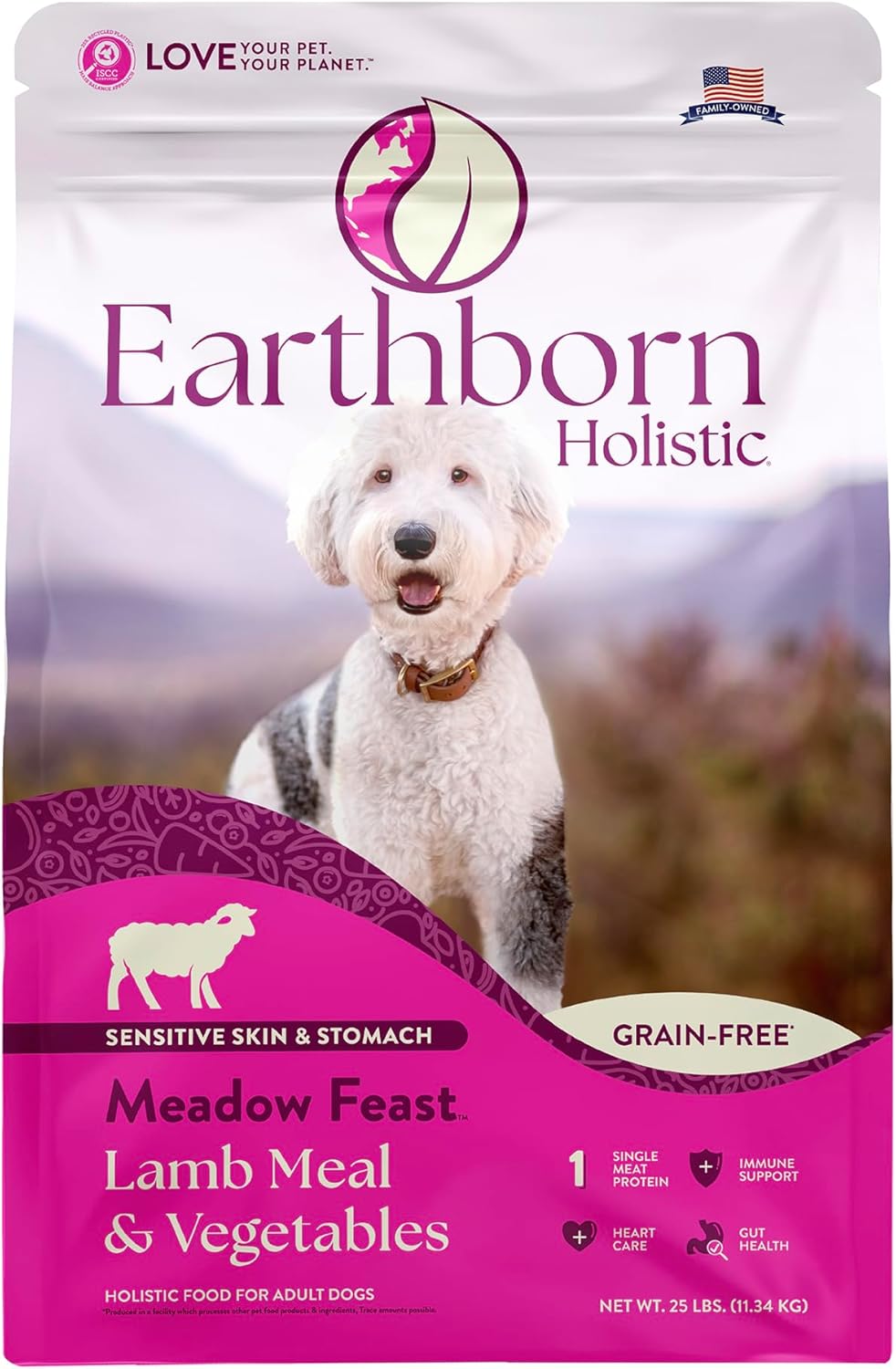 Earthborn Holistic Meadow Feast Lamb Meal & Vegetables Grain Free Dog Food (25 Pounds)