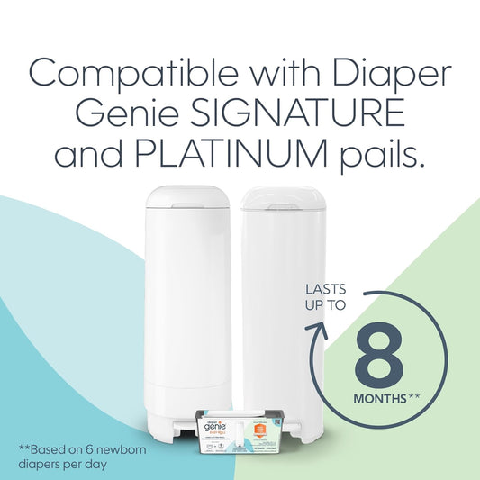 Diaper Genie Easy Roll Refill With 30 Bags | Lasts Up To 8 Months Or Holds Up To 1410 Newborn Diapers Per Refill