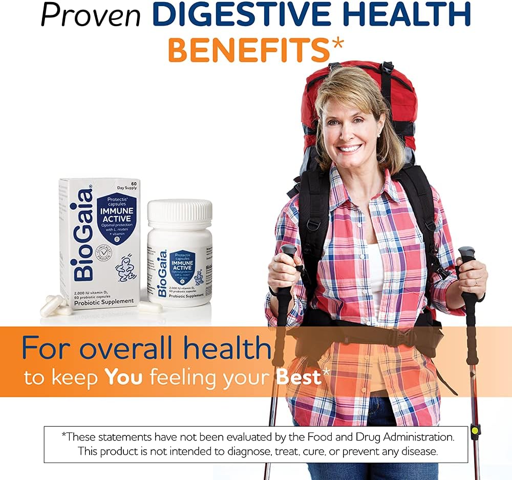 Biogaia Protectis Immune Active Probiotic | Probiotic + Vitamin D | Supports Immune, Digestive And Overall Health | Probiotics For Men & Women | Capsules | 60 Day Supply
