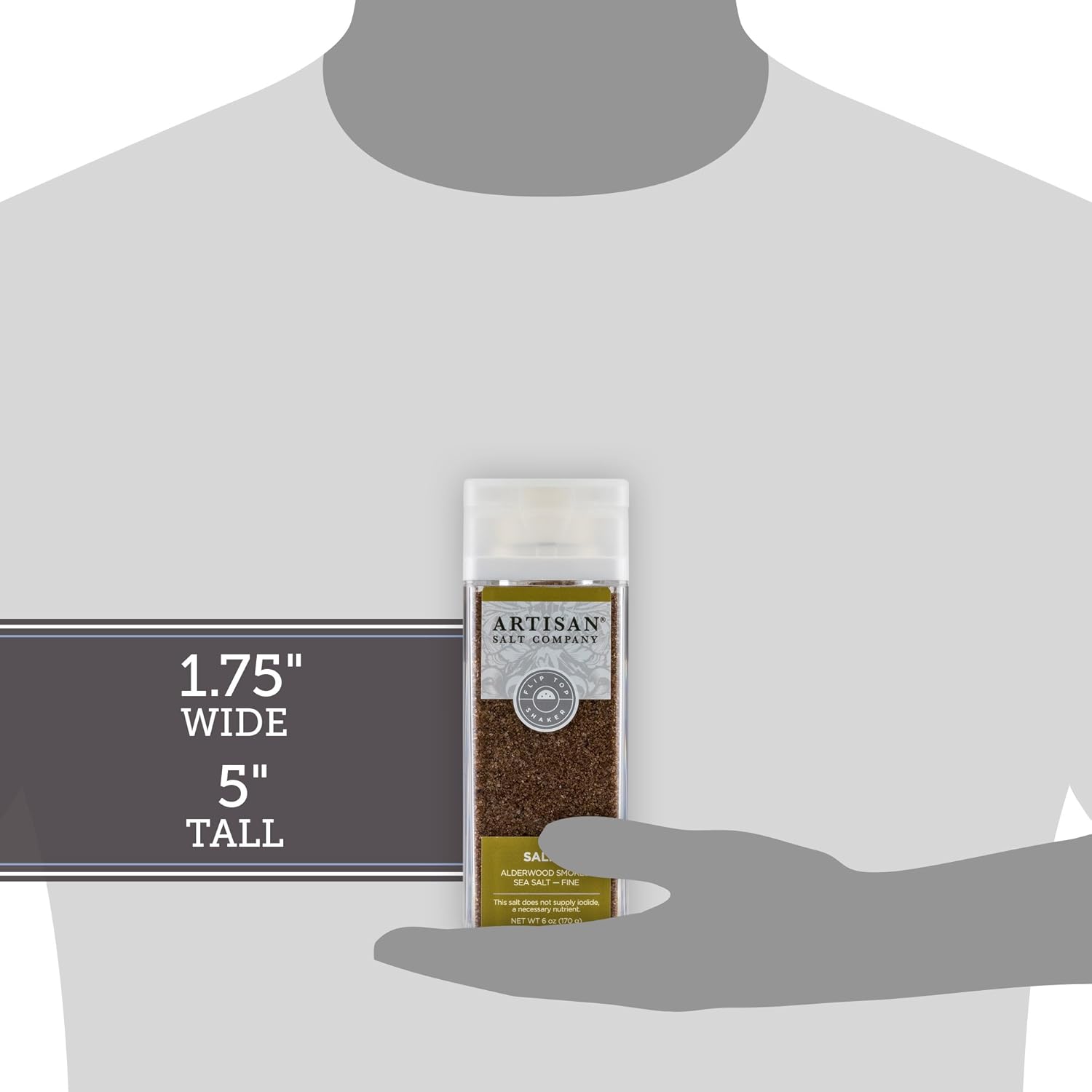 Artisan Salt Company Salish Alderwood Smoked Sea Salt, Fine Grain, Shaker Jar, 6 Ounce : Grocery & Gourmet Food