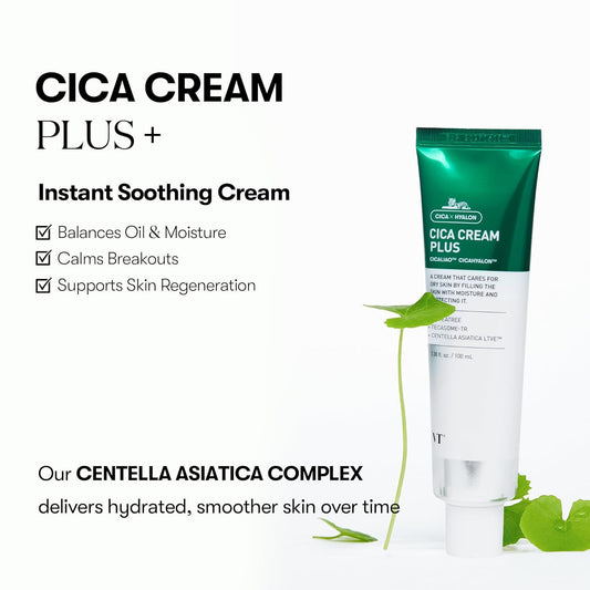 Vt Cosmetics Cica Cream Plus, Hydrating & Calming Face Moisturizer With Centella Asiatica, Lightweight Soothing Cream For Sensitive Skin, Korean Skincare For Glass Skin