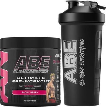 Applied Nutrition Bundle Abe Pre Workout 375G + Abe Black Shaker | All Black Everything Pre Workout Powder, Energy Drink, Physical Performance, Creatine, Beta Alanine, Caffeine (Sour Gummy Bear)