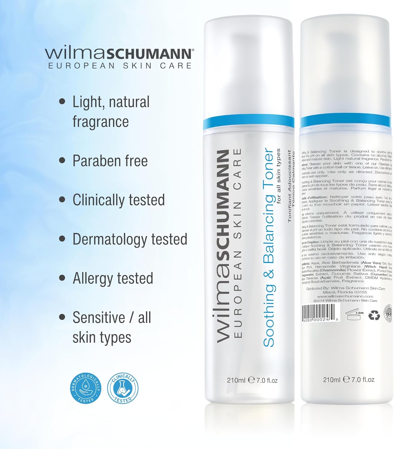 Wilma Schumann Soothing And Balancing Toner For Face, Balancing Natural Ph Skin Toner, 7 Oz : Beauty & Personal Care