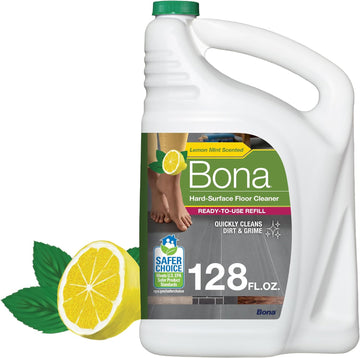 Bona Multi-Surface Floor Cleaner Refill - 128 fl oz - Lemon Mint - Residue-Free Floor Cleaning Solution Spray Mop and Spray Bottle Refill - For Use on Stone, Tile, Laminate, and Vinyl Floors