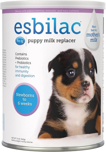 Pet-Ag Esbilac Puppy Milk Replacer Powder - 12 Oz - Powdered Puppy Formula With Prebiotics, Probiotics & Vitamins For Puppies Newborn To Six Weeks Old - Easy To Digest