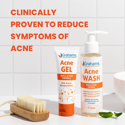 Grahams Natural Anti Acne Gel - Spot Treatment, Pimple Cream & Acne Moisturiser For Face, Back & Body - Soothe, Reduce Redness & Dry Out Blemishes - With Witch Hazel, Manuka Honey, Aloe Vera (30G)