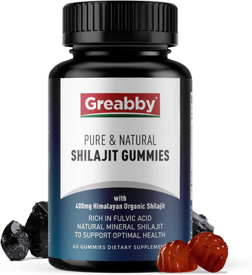 Shilajit Gummies, Shilajit Supplement 400Mg, Made Of Himalayan Pure, Natural Shilajit Resin, 85+ Mineral Formula, Increases Energy(60 Count)