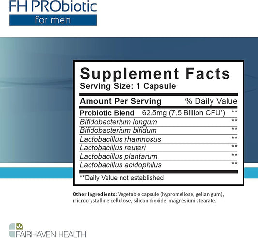 Fairhaven Health FH PRObiotic for Men | Male Fertility Supplement | 6 Probiotic Strains to Support Male Fertility | Gluten and Soy Free | 1 Month Supply