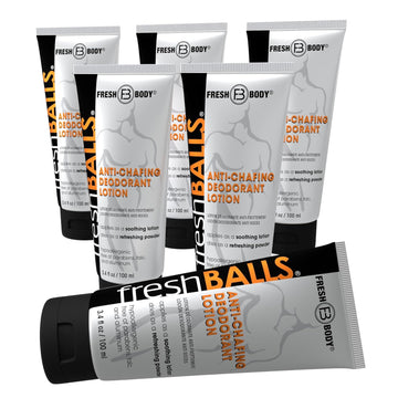 Fresh BALLS Deodorant Cream to Powder (6 Pack) | Men's Anti-Chafing Lotion and Balls Deodorant, Hygiene for Groin Area, 3.4 fl oz