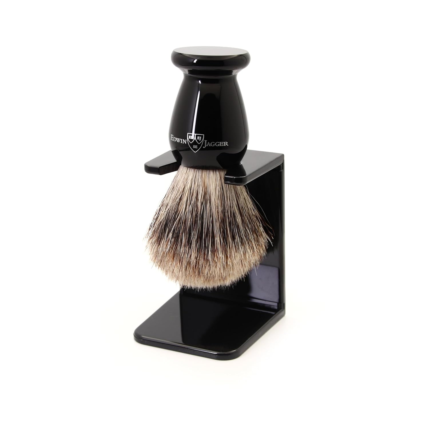 Edwin Jagger 1Ej947Sds Classic Best Badger Hair Exfoliating Shaving Brush With Stand For Shaving Cream Or Shaving Soap For Men And Women (Imitation Ivory)