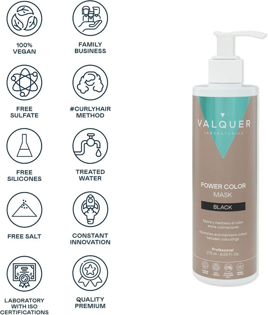 V?Quer Professional Power Color Mask Dyed Hair Vegan And Sulfate (Black Hair) Hair Colour Enhancer - 275Ml