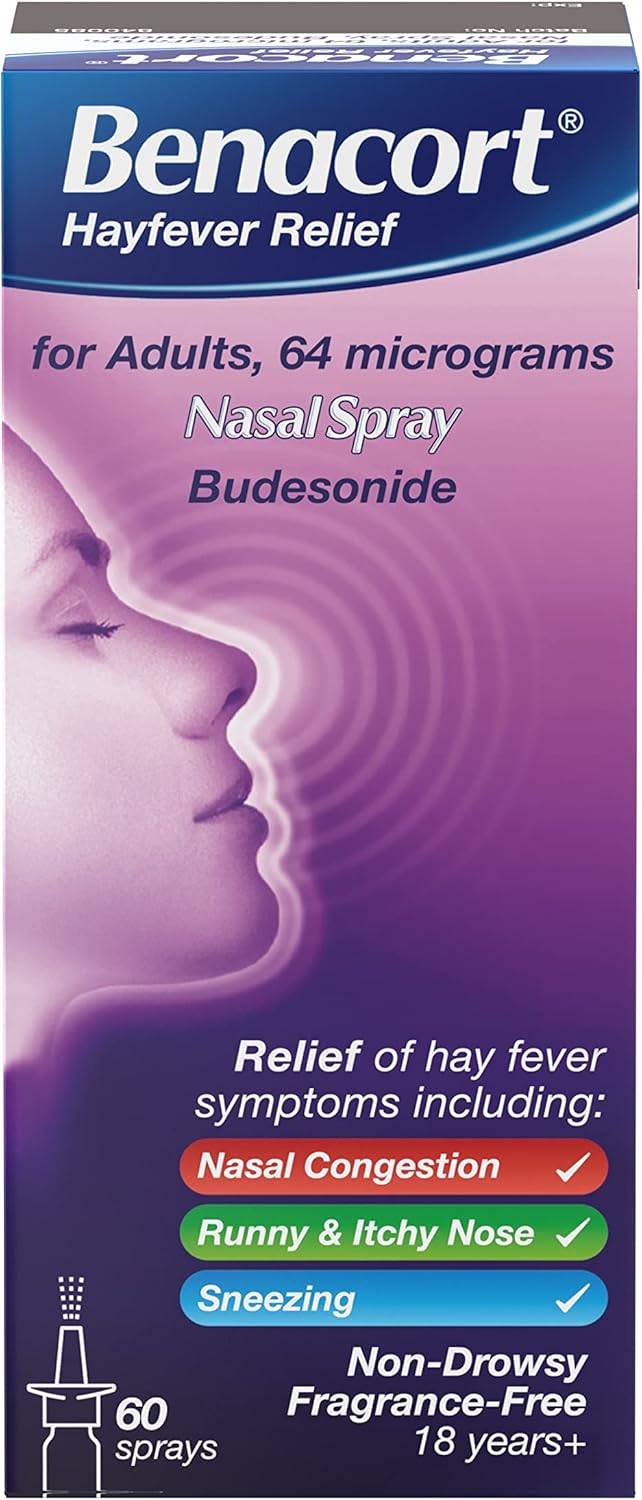 Benacort Nasal Spray (1X 10Ml), Budesonide Nasal Spray With 24-Hour Hay Fever Relief, Alcohol Free And Fragrance-Free