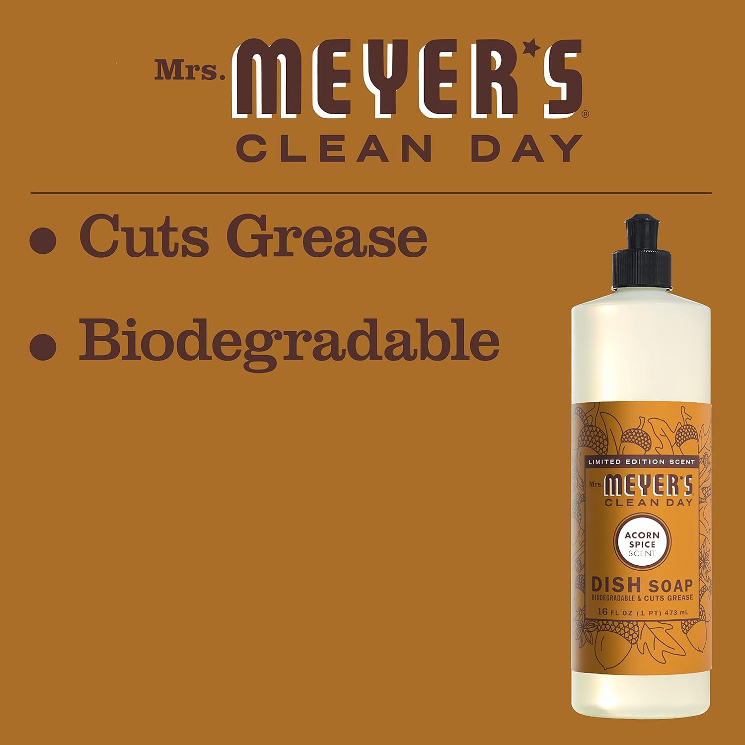 Mrs Meyer'S, Dish Soap Acorn Spice, 16 Fl Oz
