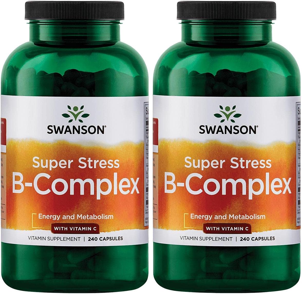 Swanson Super Stress B-Complex - Vitamin Supplement For Relaxation & Healthy Metabolism - Formula For Healthy Energy Levels - (240 Capsules) 2 Pack