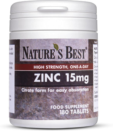Supercharge Your Immunity: High-Strength Zinc 15Mg, 180 Tablets, 6-Month Supply | Nutritionist-Recommended, Highly Absorbable Citrate Form | Small, Easy-To-Swallow, Vegan Tablets For Optimal Wellness!
