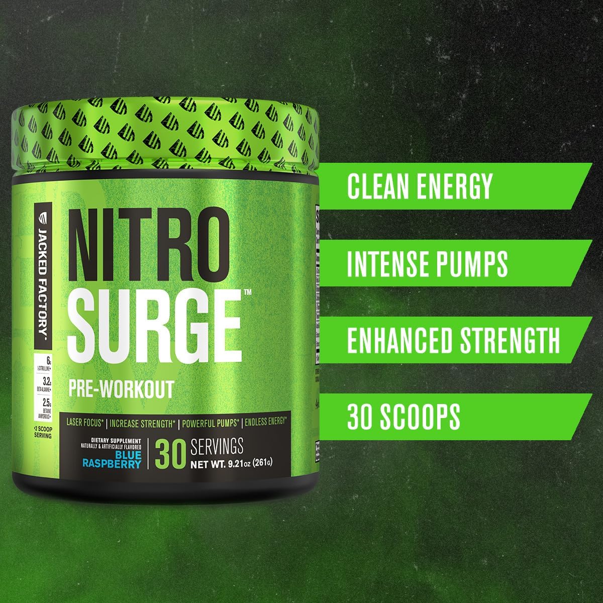 NITROSURGE Pre Workout Supplement - Endless Energy, Instant Strength Gains, Intense Pumps (30 Servings, Fruit Punch) & Creatine Monohydrate Powder For Muscle Growth (30 Servings, Unflavored) : Health & Household