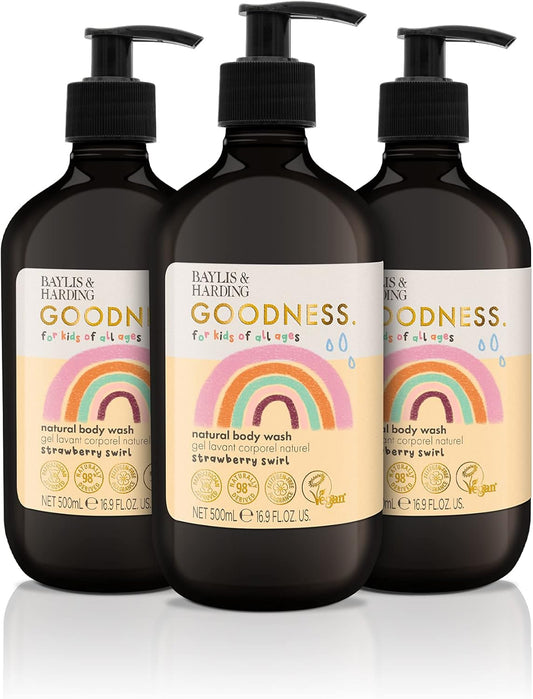 Baylis & Harding Goodness Kids Toiletries Bundle: 3 X 500 Ml Body Wash & 3 X 500 Ml Bubble Bath (6 Bottles) - Vegan Friendly