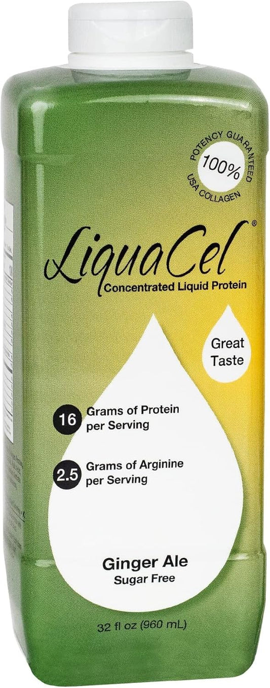 Liquacel Concentrated Liquid Protein, Sugar-Free Ginger-Ale, 32Oz Bottle – Collagen Whey Arginine : Health & Household