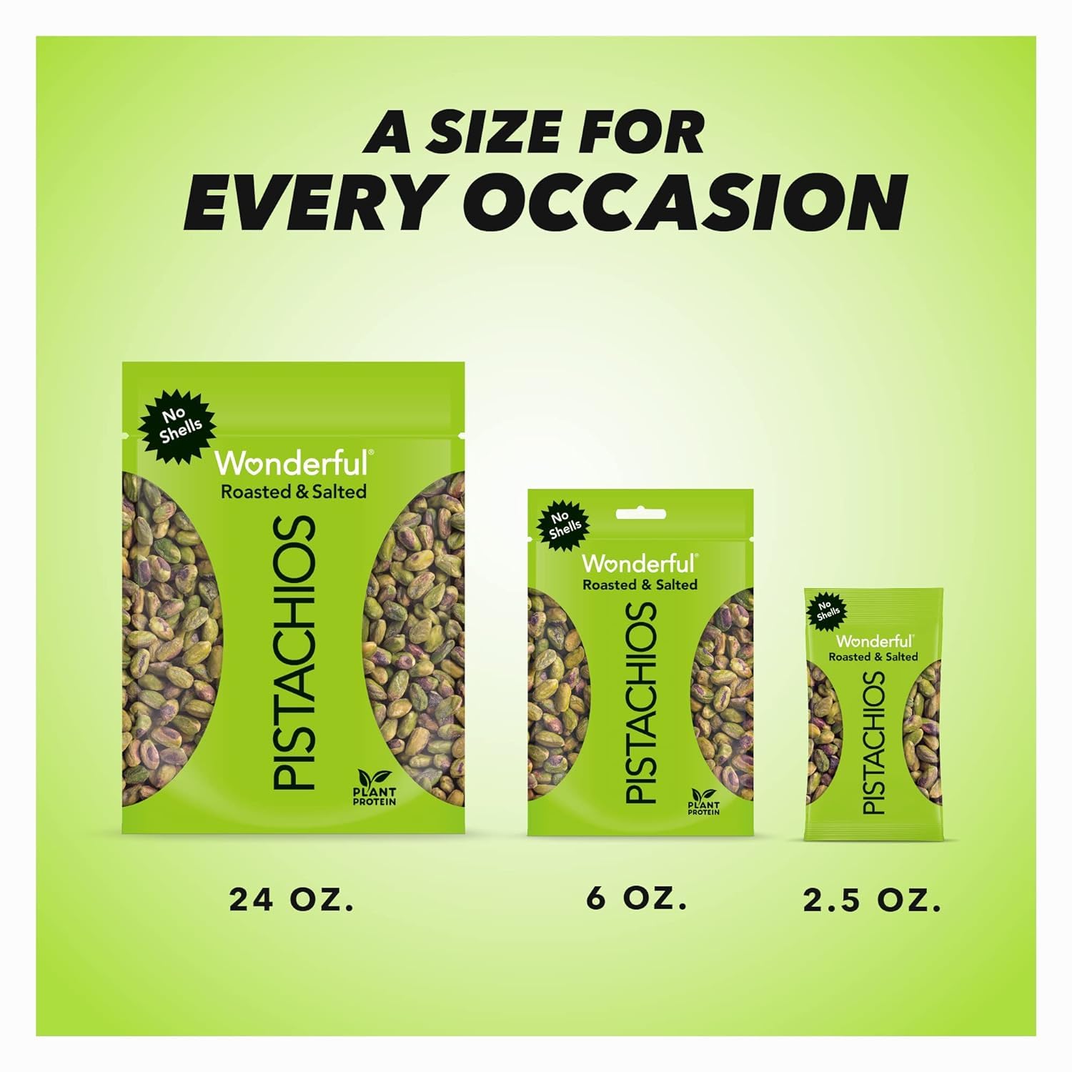 Wonderful Pistachios No Shells, Roasted & Salted Nuts, 2.5 Ounce Bag, Protein Snacks, Healthy Snack, Lunch Snacks