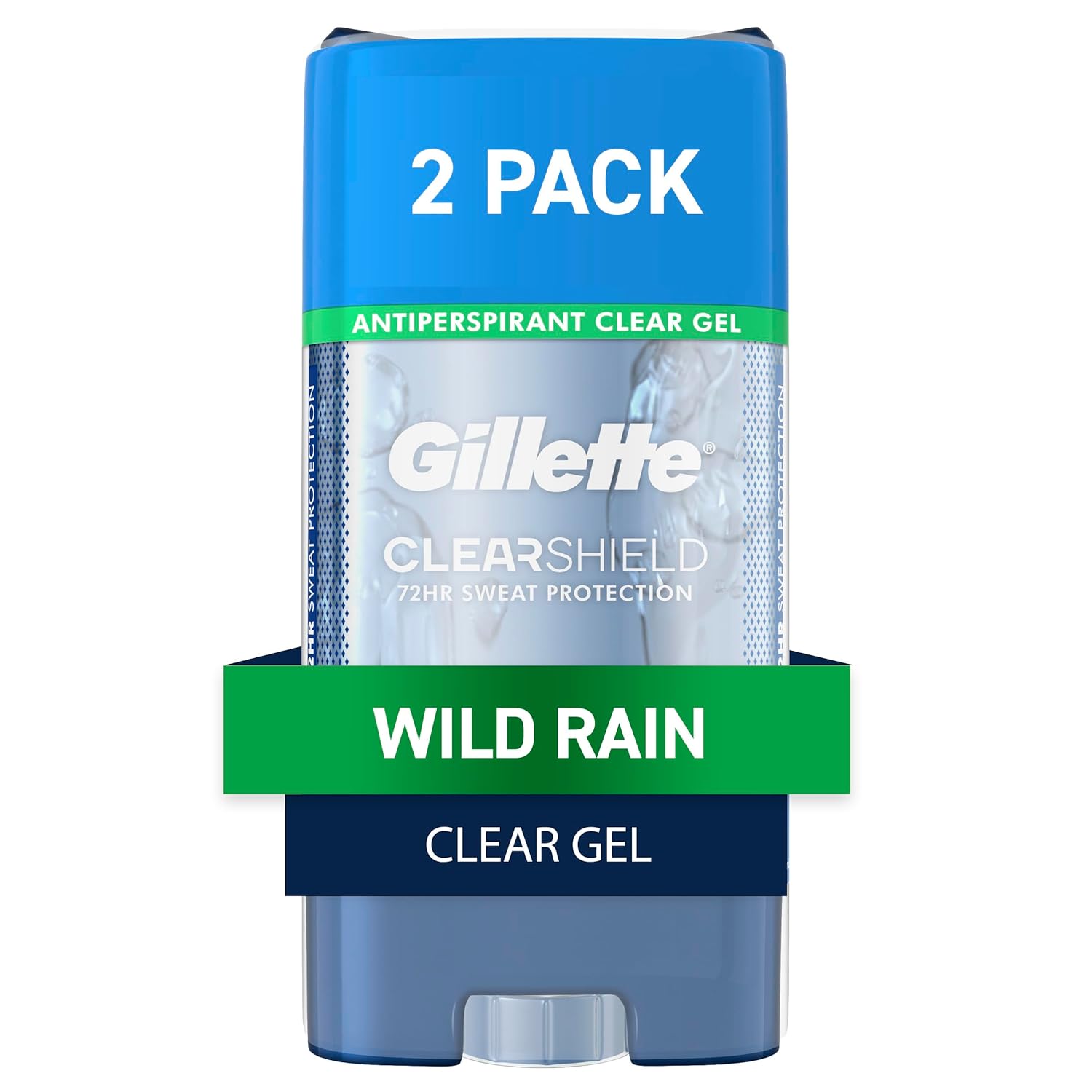 Gillette Antiperspirant And Deodorant For Men, Clear Gel, Wild Rain Scent, 3.8 Oz (Pack Of 2)