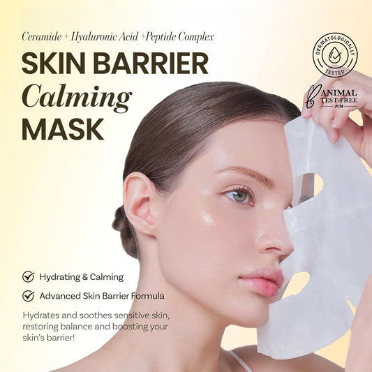 Ongredients Skin Barrier Calming Mask | Hydrating Daily Face Mask For Sensitive Skin | Ceramide, Hyaluronic Acid, Peptide Complex, Soothing, Calming | Vegan, Korean Skin Care 27Ml / 0.91 Fl. Oz. X6Ea