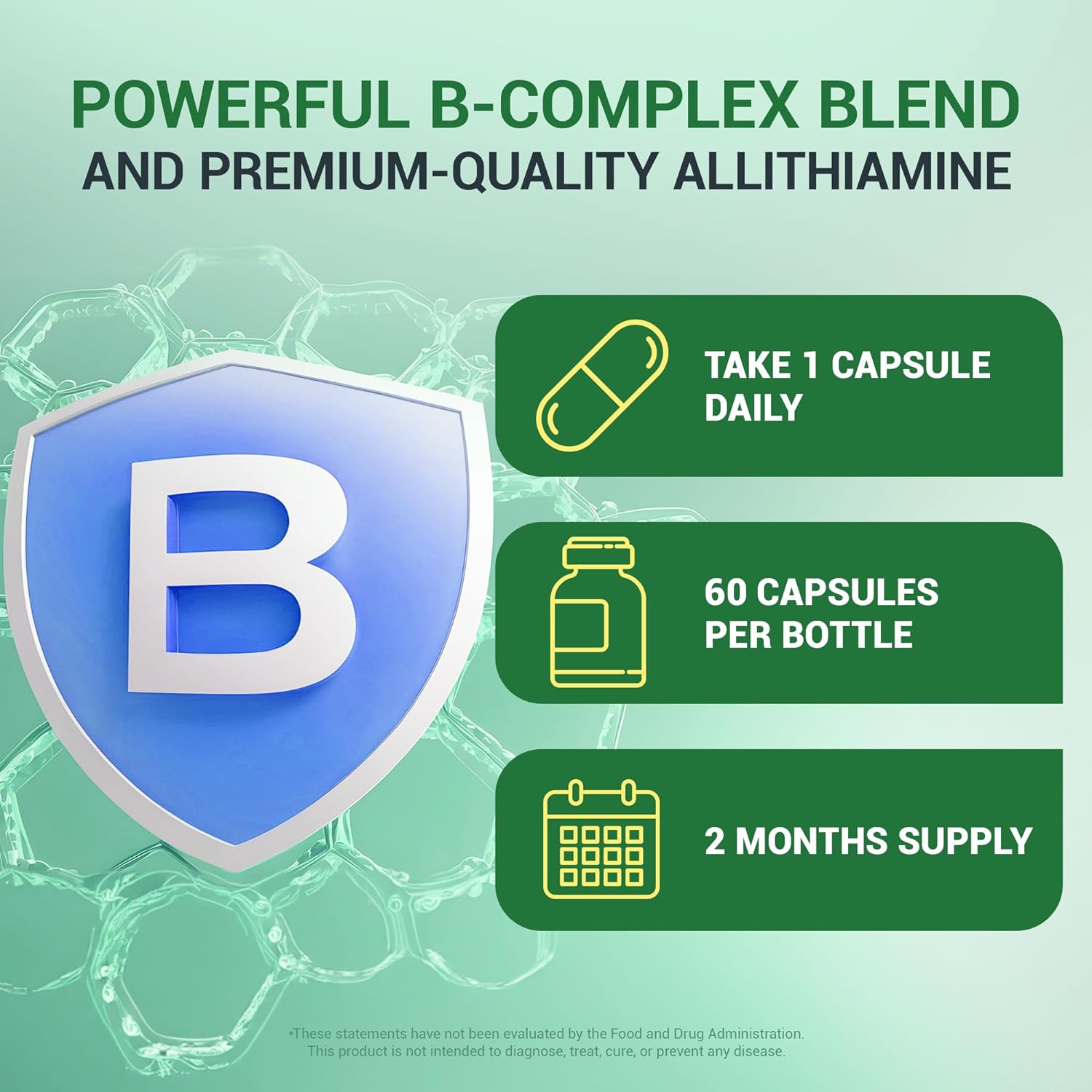 Dr. Berg Natural Vitamin B1 B6 B12 Complex - Allithiamine Vitamin B1 Supplement with 8 Essential Vitamin B Complex for Men & Women Including Thiamin, Niacin, Folate, Magnesium & More - 60 Capsules : Health & Household