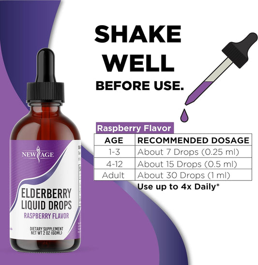 New Age Elderberry Syrup Black Elderberry Liquid Drops For Immune Support Sambucus Elderberry For Overall Health Elderberry 2 Fl Oz (60 Servings)