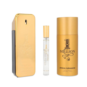 Paco Rabanne One Million 3-Piece Gift Set For Men, (3.4 Oz Eau De Toilette Spray + 5.1 Oz Deodorant Spray + 0.33 Oz Travel Spray)