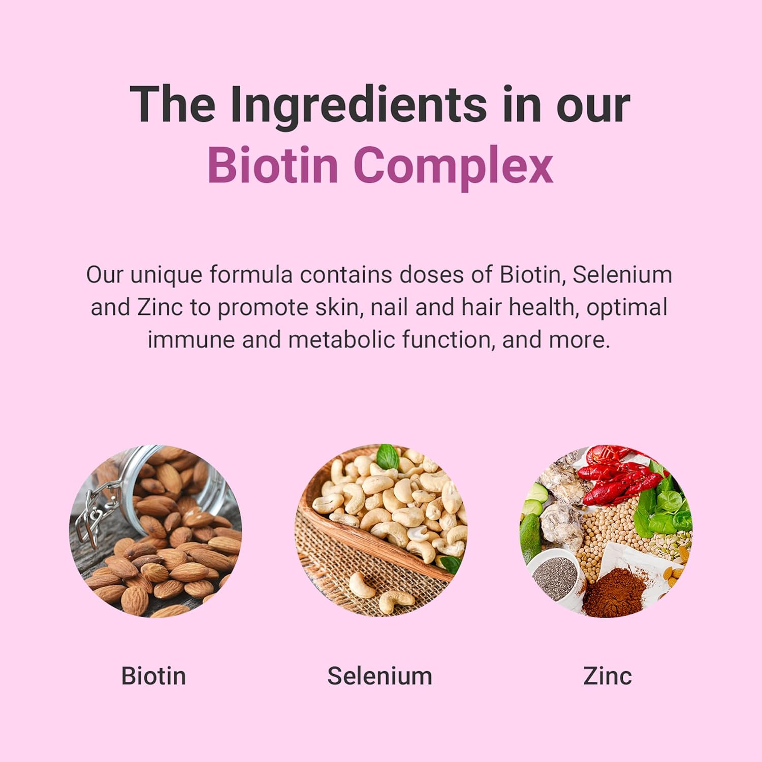 Hey Nutrition Biotin Complex Supplement - Biotin, Selenium, and Zinc - Supports Hair, Nails & Skin - Promotes Immune Health - No Artificial Flavours, Non-GMO & Dairy-Free - 60 Vegan Capsules : Amazon.co.uk: Health & Personal Care