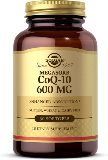 Solgar Megasorb Coq-10 600 Mg, 30 Softgels - Promotes Heart & Nervous System Health - Coenzyme Q10 Supplement - Enhanced Absorption - Gluten Free, Dairy Free - 30 Servings