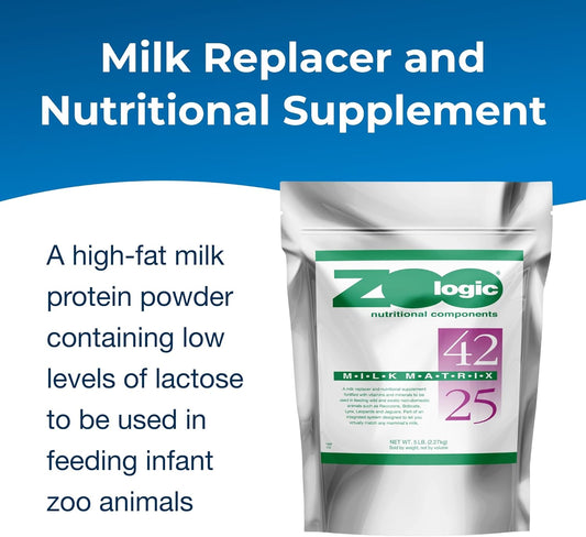 Pet-Ag Zoologic Milk Matrix 42/25 - 5 Lb - Milk Protein Powder For Wild & Exotic Non-Domestic Animals