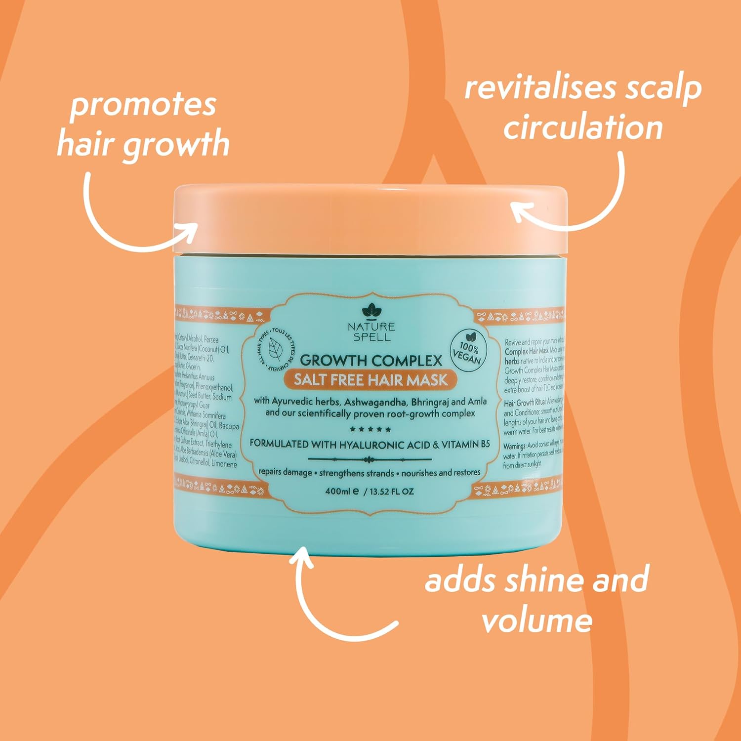 Nature Spell Growth Complex Haircare Set Of 5 - Shampoo & Conditioner, Hair Growth Oil, Hair Mask & Leave-In Conditioner