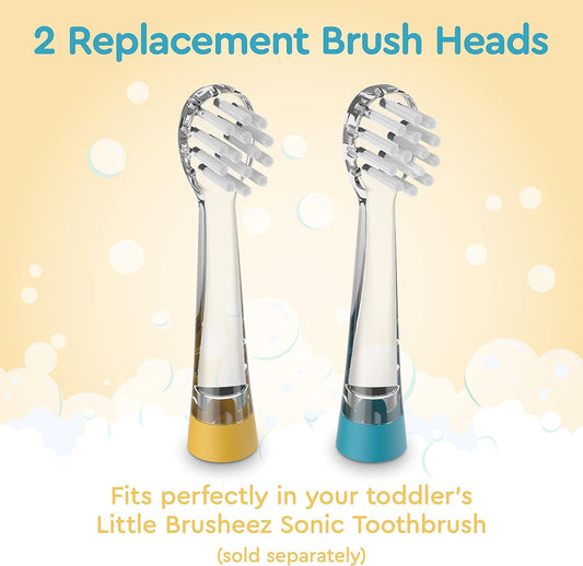 Little Brusheez® 2-Pack Replacement Brush Heads - Safe & Gentle Electric Brush Heads for Ages 1-3 Toddlers’ Sonic Toothbrush (Rex The Dinosaur)