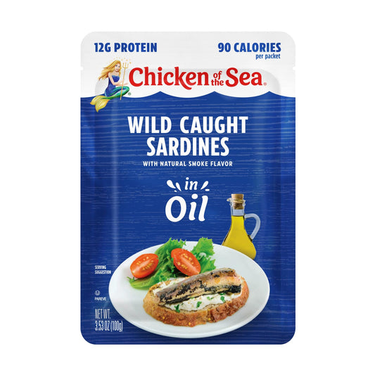 Chicken of the Sea Sardines in Oil, Wild Caught, 3.53 oz. Packet (Pack of 36)