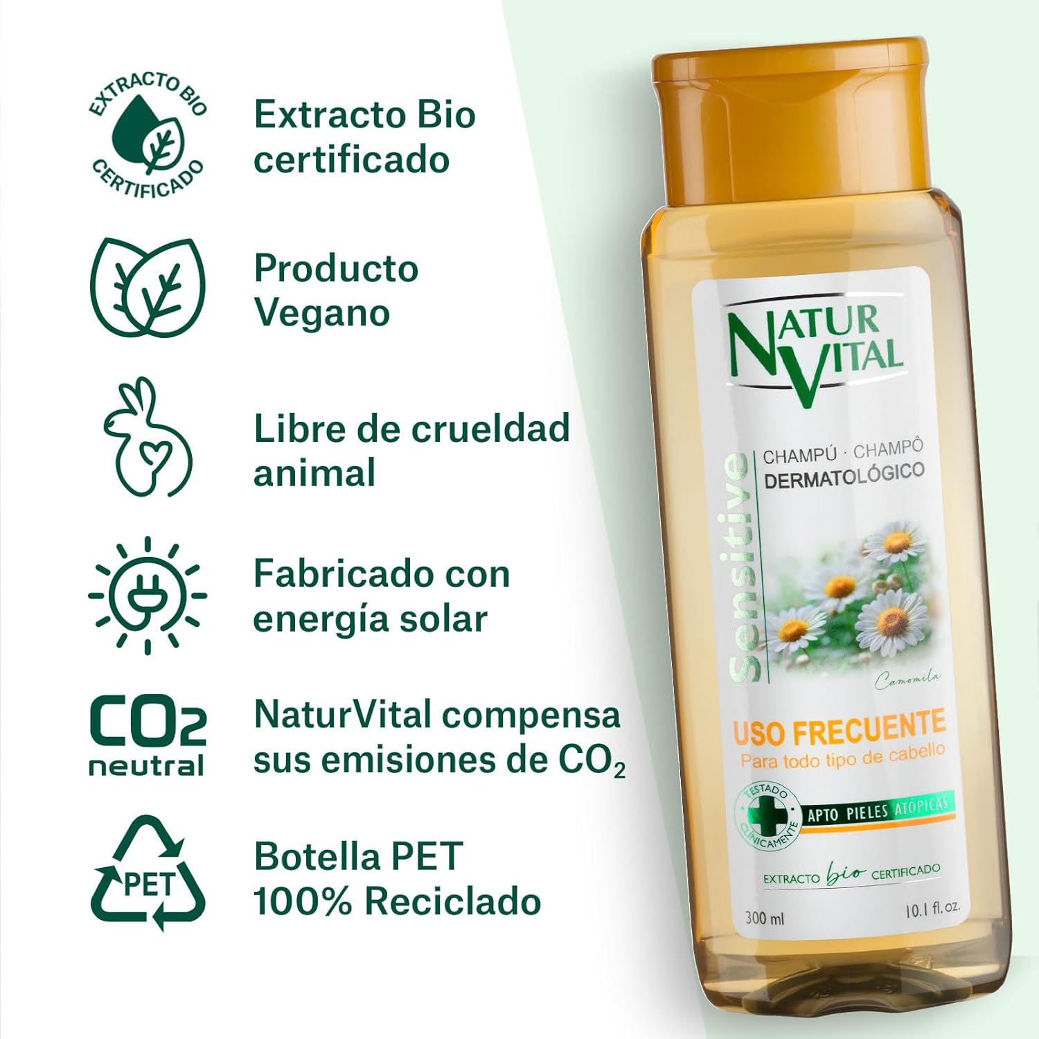 Natur Vital Sensitive Shampoo Frequent Use Chamomile – 300 Ml (7349S) : Hypoallergenic All Natural Shampoo : Beauty & Personal Care