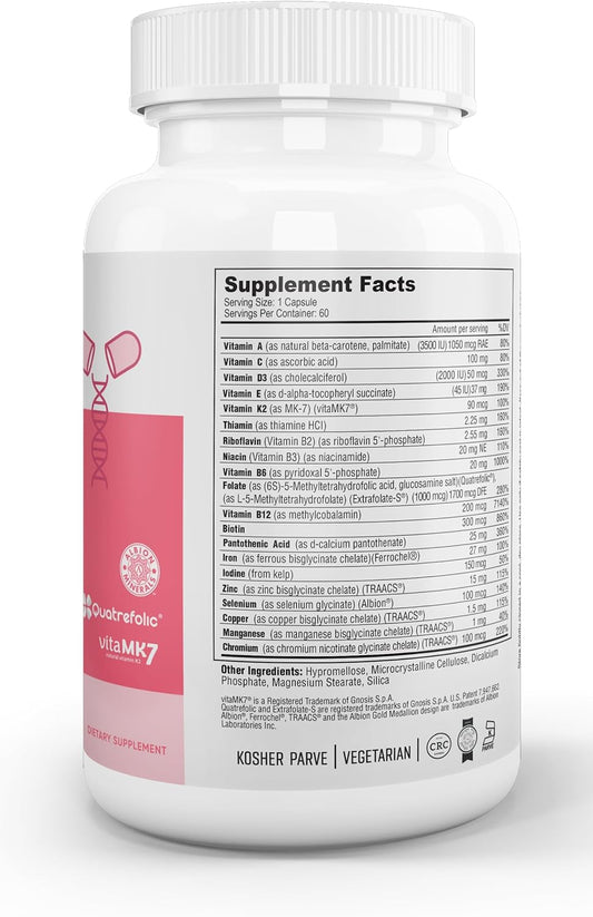 Nutri Supreme Prenatal Vitamin, Prenatal Vitamins Supplement For Women With Highly Absorbable Methyl Folate, One Per Day Prenatal Multivitamin With Iron, Kosher, Capsules, 60 Count