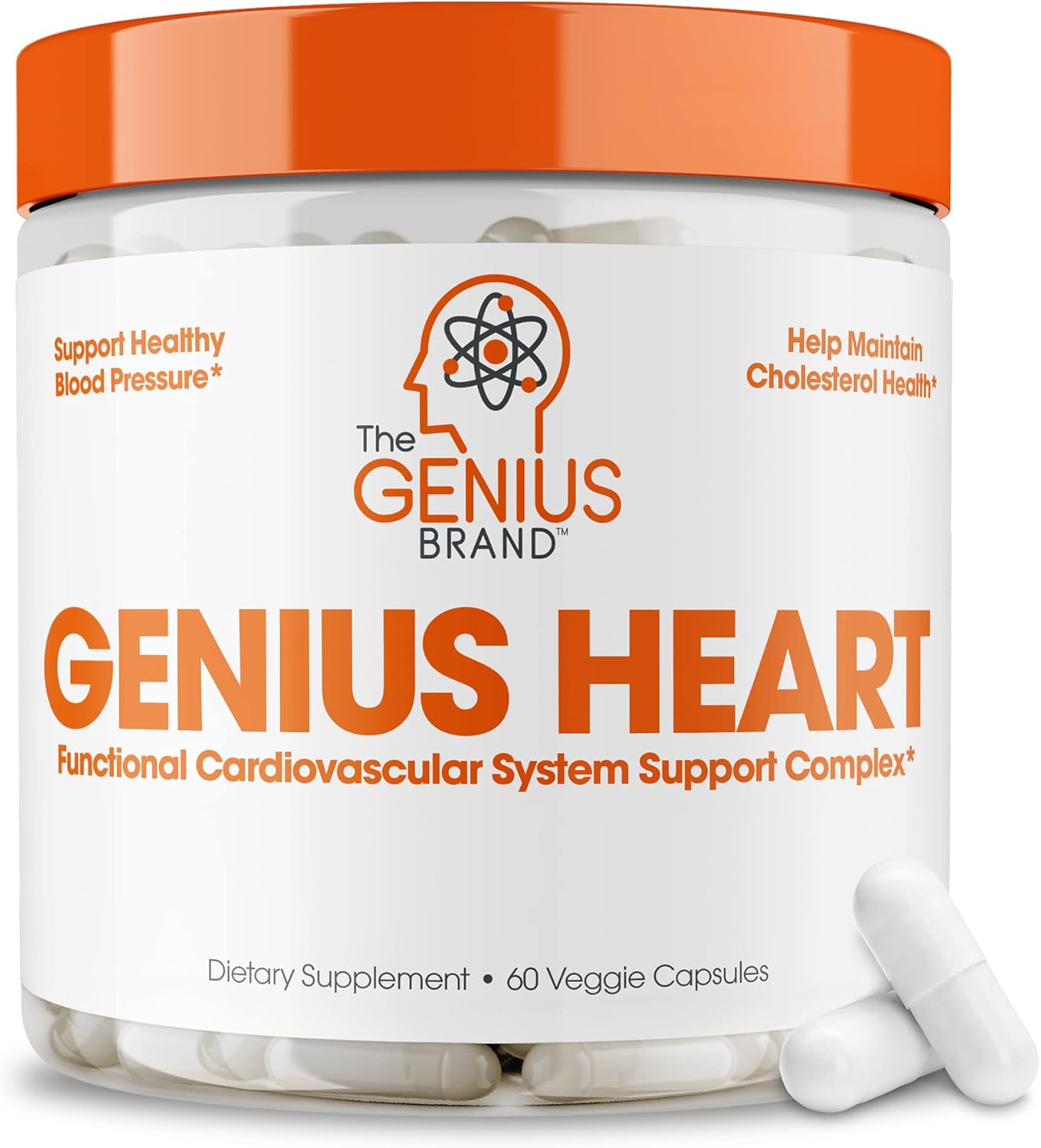 Genius Heart, 60 Veggie Pills - Natural Support Supplement May Help Cholesterol Levels And May Help Improve Healthy Blood Pressure - Grape Seed Extract, Vitamin K2 & Coq10