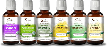 Set of 6 USDA Organic Steam Distilled Essential Oils: Lavender, Peppermint, Rosemary, Frankincense,Lemongrass and Vanilla (Each 0.5 fl.oz) : Health & Household