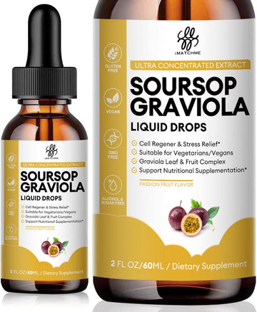 Soursop Graviola Liquid Drop For Cell Support & Regeneration, Immune System And Gut Health Support, Pure Soursop Bitters Liquid, High Absorption, Sugar/Gluten Free, Natural Flavor, 1 Fl Oz