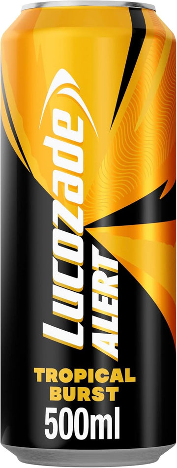 Lucozade Alert Tropical 500Ml – Can ; High Caffeine Energy Drink ; Naturally-Sourced Caffeine ;Great Taste; Contains Vitamin B3 To Help Reduce Tiredness ;Fully Recyclable