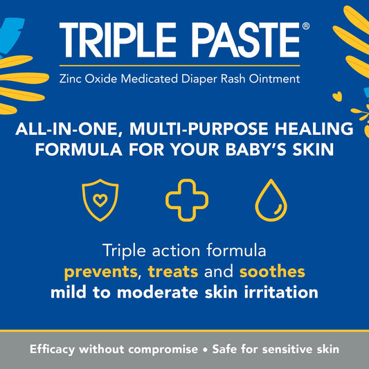 Triple Paste Sheer Zinc Baby Healing Ointment - 2 Oz Tube – Multi-Purpose Diaper Rash Cream And Skin Protectant For Hands, Face & Bottom Treats, Soothes & Prevents With Zinc Oxide (Packaging May Vary)