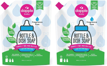 Dapple Baby, Bottle And Dish Liquid Refill Dish Soap Plant Based Hypoallergenic, Fragrance Free, 34 Fl Oz (Pack Of 2)