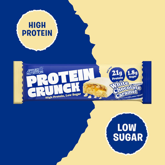 Applied Nutrition Protein Crunch - Protein Bars, High Protein, Low Sugar (White Chocolate Caramel) (62G X 12)