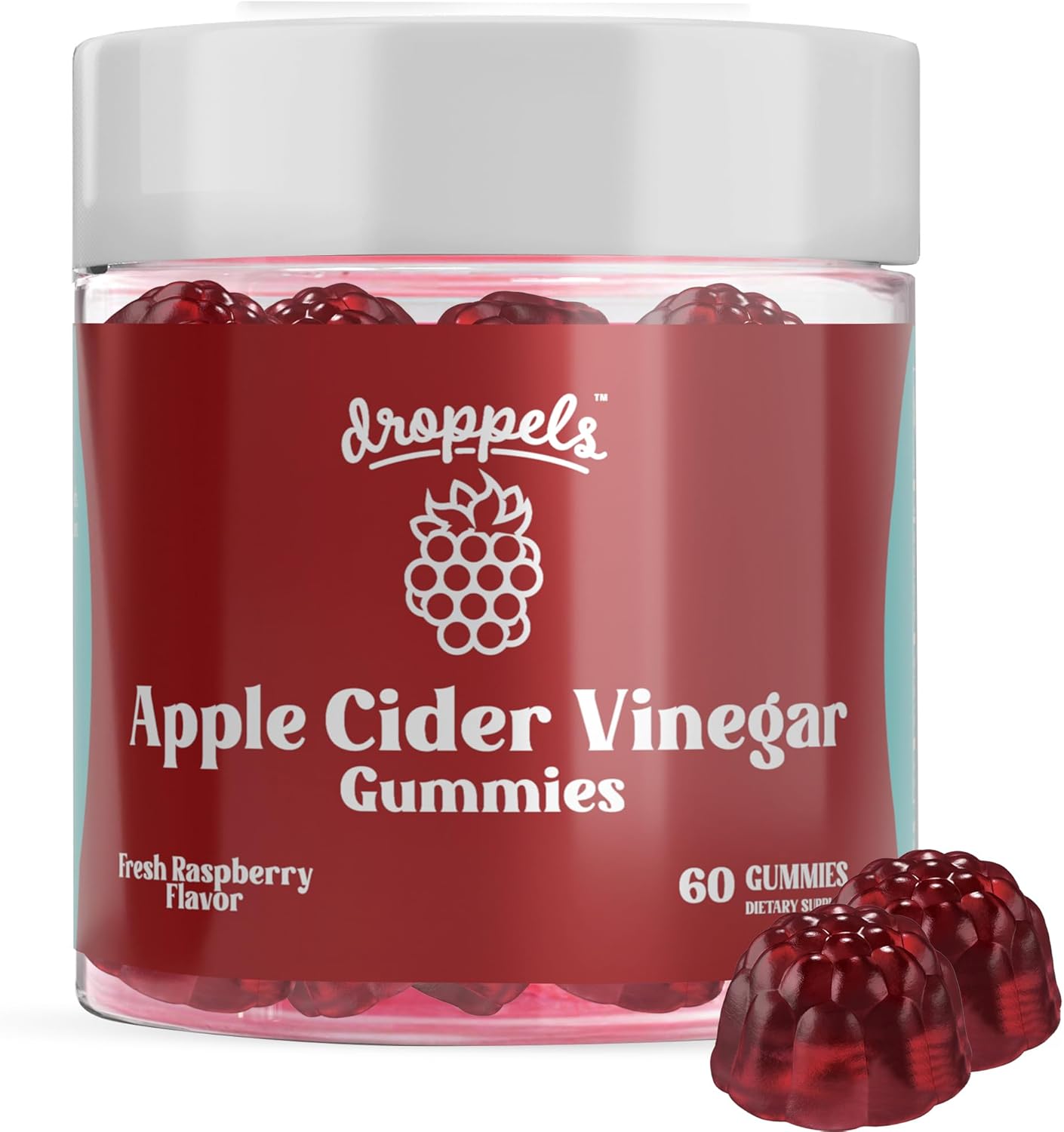 Droppels Apple Cider Vinegar Gummies 1000Mg With Beet Root & Pomegranate | Non-Gmo, Vegan-Friendly, Gluten Free | Supports Digestion, Metabolism, Energy & Immune Health | Raspberry Flavor