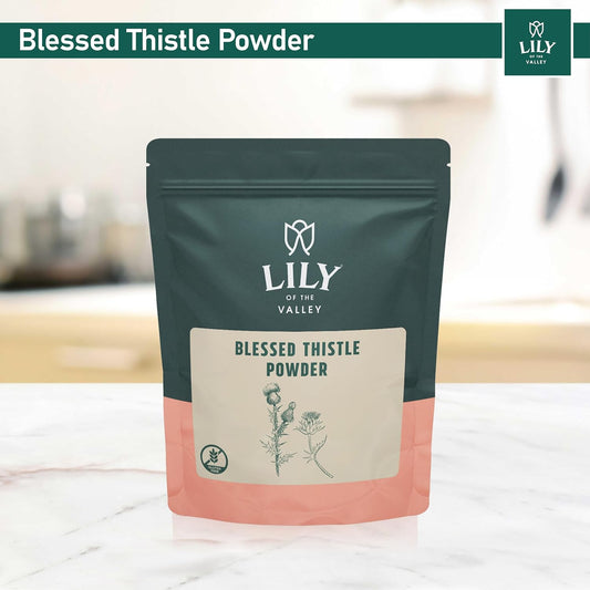 LILY OF THE VALLEY Blessed Thistle Extract Powder - Ideal for Smoothies & Juices - Milk Thistle Tea - Rich in Silymarin and Antioxidants - Vegan & Gluten-Free - Packed in Resealable Pouch (16oz, 453g)