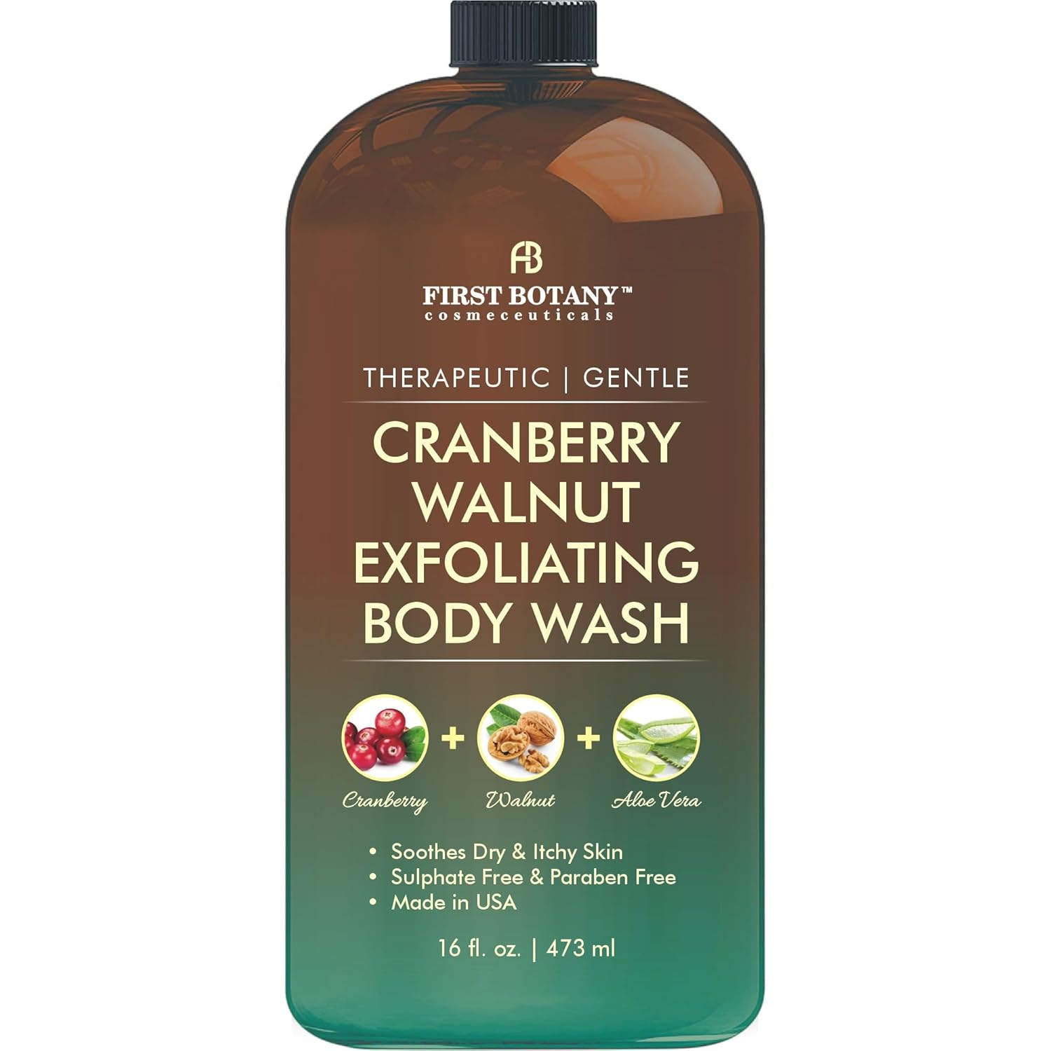 All Natural Body Wash - Fights Body Odor, Athlete’S Foot, Jock Itch, Nail Issues, Dandruff, Acne, Eczema, Shower Gel For Women & Men, Skin Cleanser -16 Fl Oz (Cranberry Walnut)